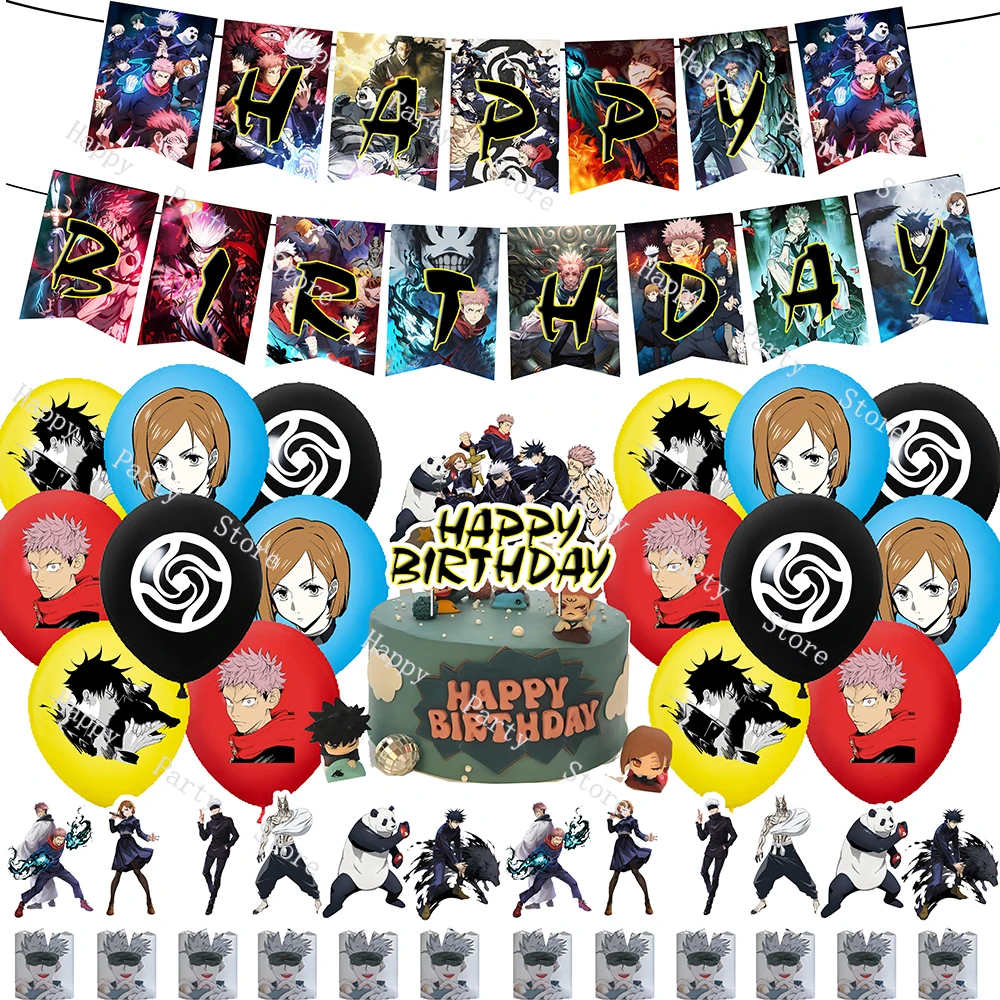 Jujutsu Kaisen Birthday Party Decoration According Options Jujutsu Kaisen Balloon Backdrop Banner Party Supplise Kids Toys