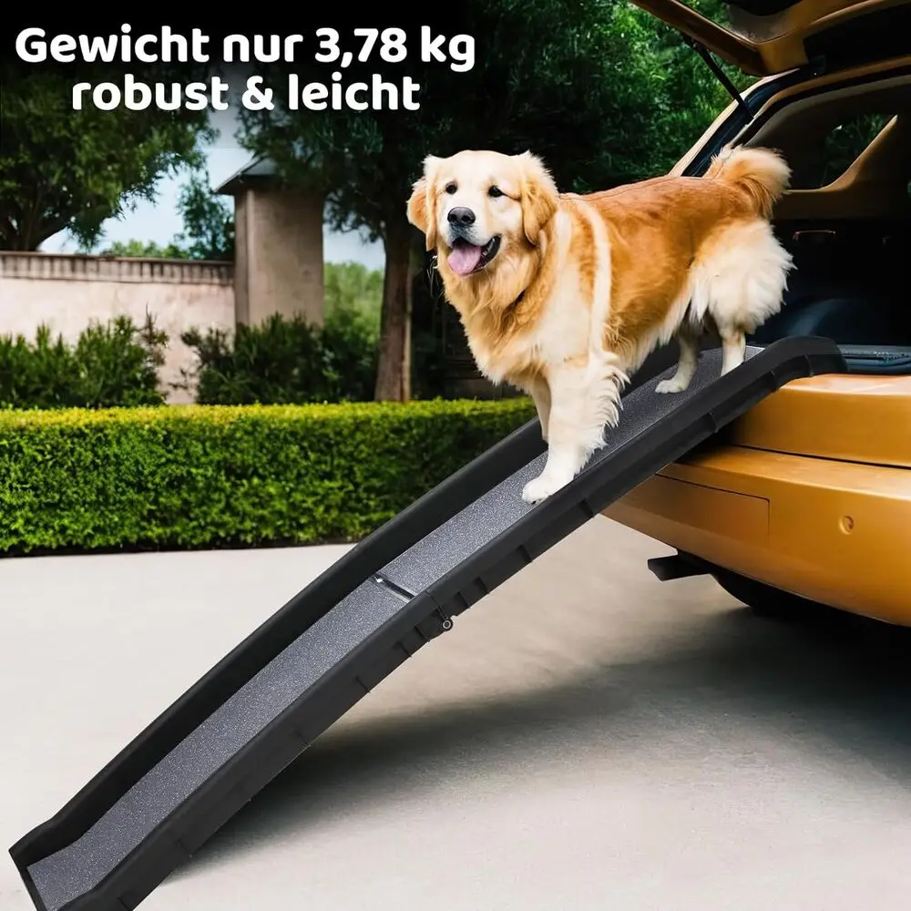 Happy Ride Folding Pet Ramp for Cars, Trucks, & SUVs 156cm Portable for Dogs 90kg with Siderails, Non-Slip- Weighs Only 3.8kg