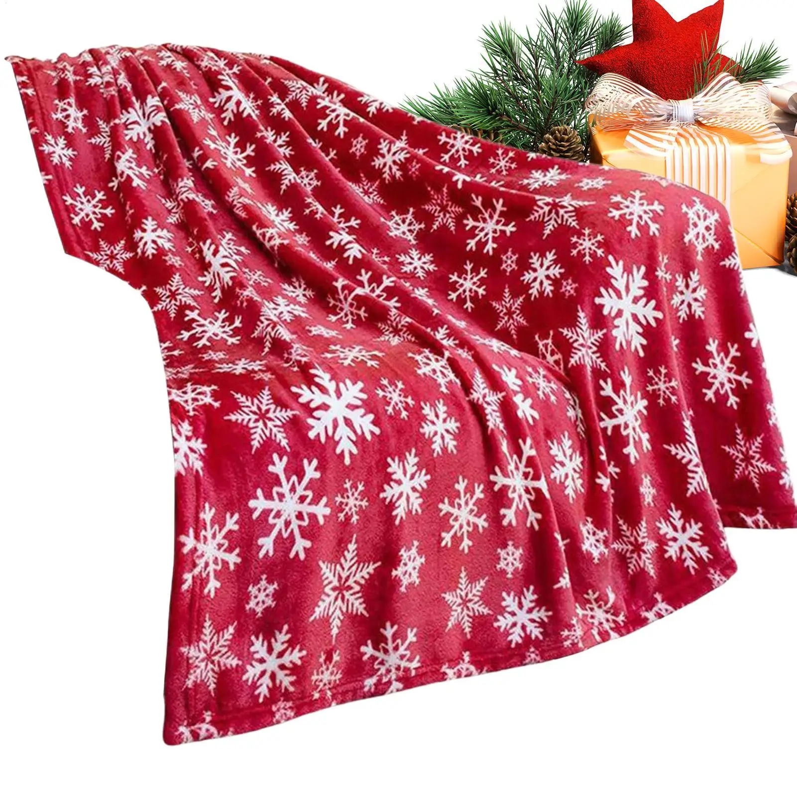 Christmas-themed Throws Warm Flannel Snowflake Home Decor Christmas Fleece Blanket Bed Throws For Women Wife Sofa Bed