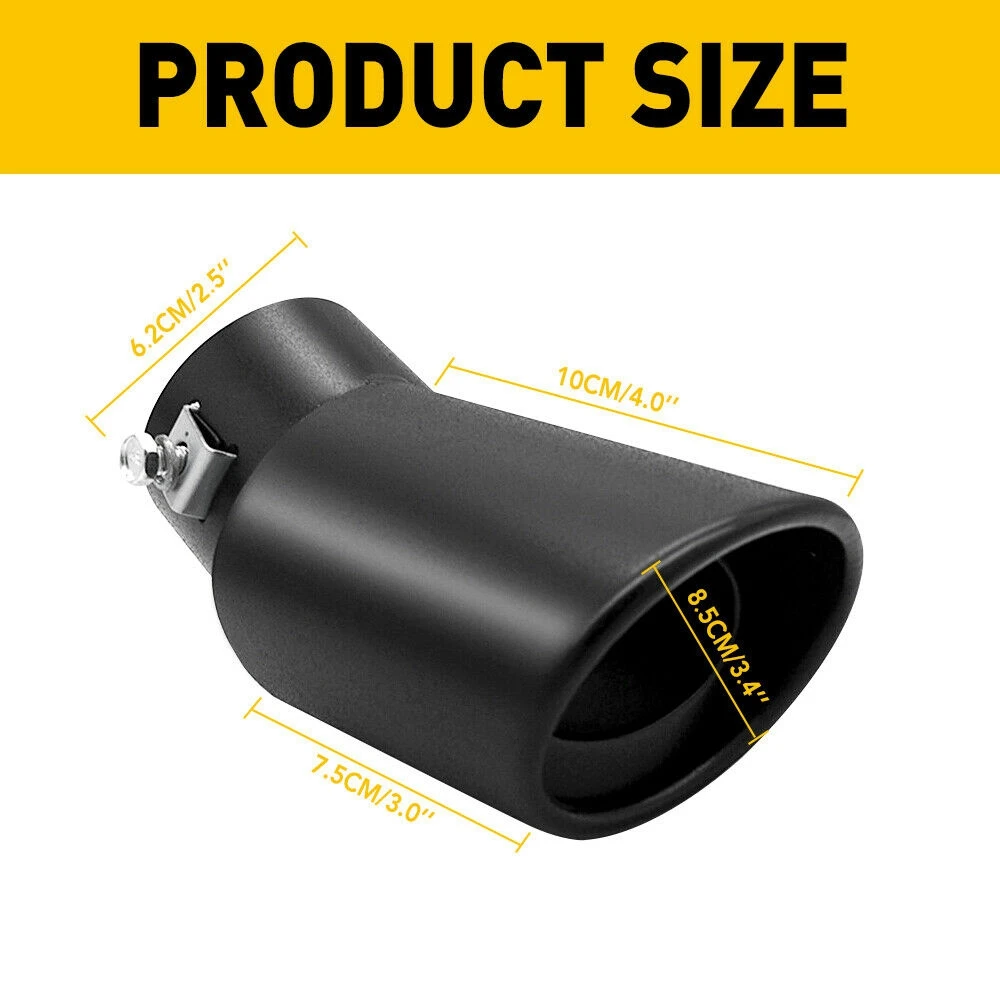ABQB-Car Trim Exhaust Pipe 63Mm Stainless Steel Bend Muffler Tip Tail Throat Black