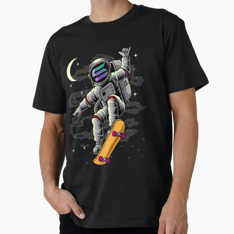 

Astronaut Skate Solana Coin SOL To The Moon Crypto Token Blockchain Cryptocurrency Wallet Gift T shirt Large size Tops s-6xl