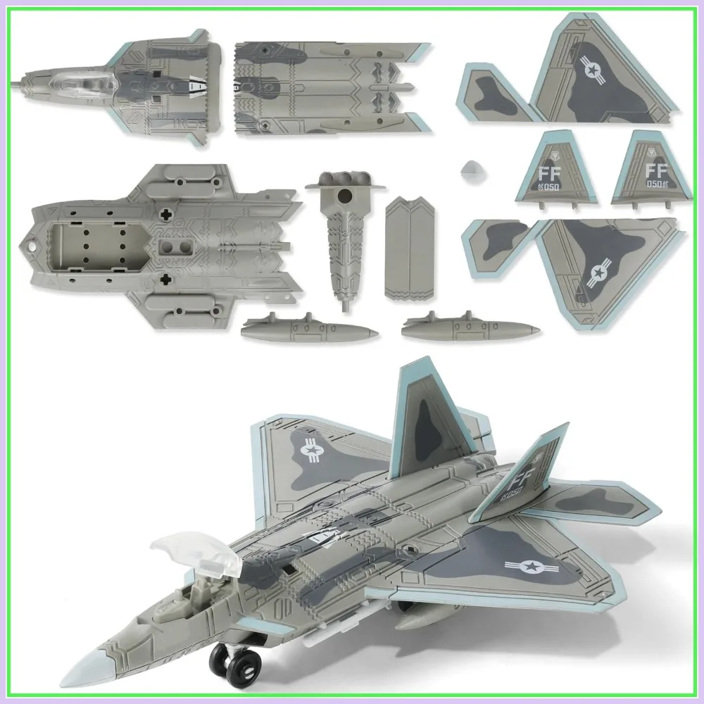 

1:100 Scale F-22 Raptor Fighter Jet Quick Build Model Kit Plastic Military Toy Airplane Assembly Aircraft with Stand
