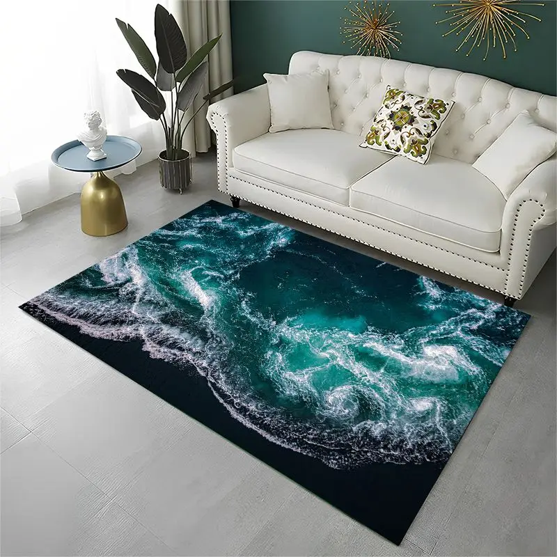 Nature Sea Wave Storm Seawater Large Area Rug Non-slip Durable Carpet for Bedroom Living Room Sofa Doormat Home Decor Floor Mat