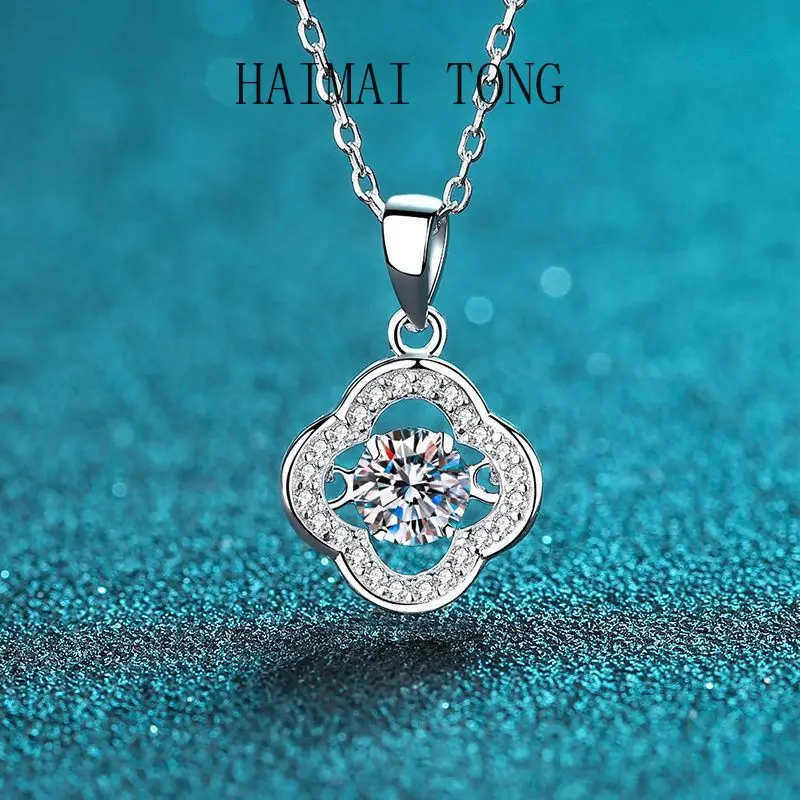 

HAIMAITONG Lace hollow pendant small fresh pt950 platinum moissanite diamond necklace
