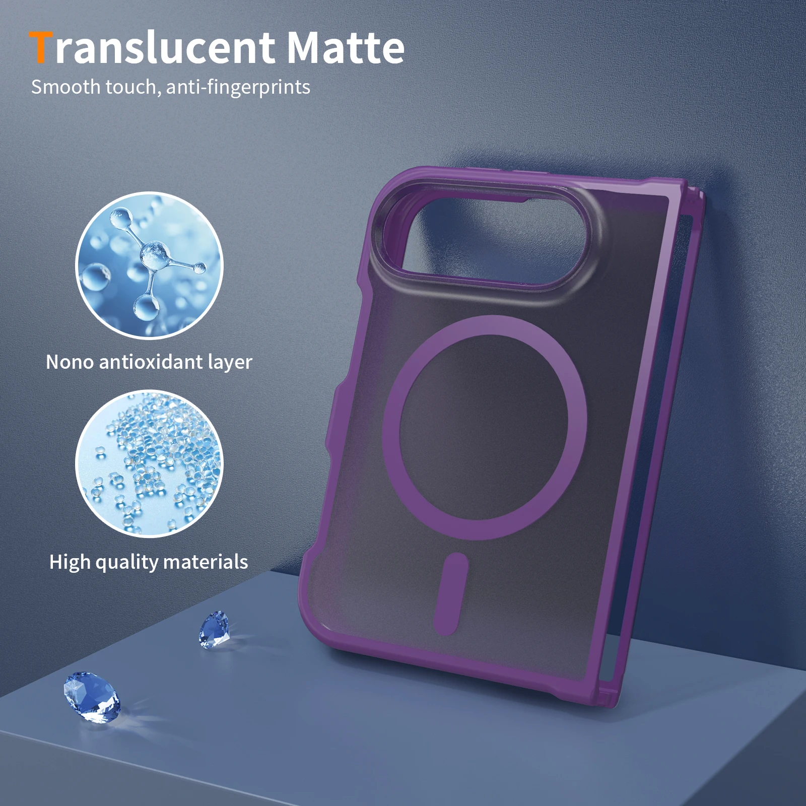 Für iPhone Duo Hülle Leistungsstarke Magnetische Saugkraft Hartschale TPU+PC Matt Anti-Sturz Handyhülle Transluzent Mattiert – Detail 17