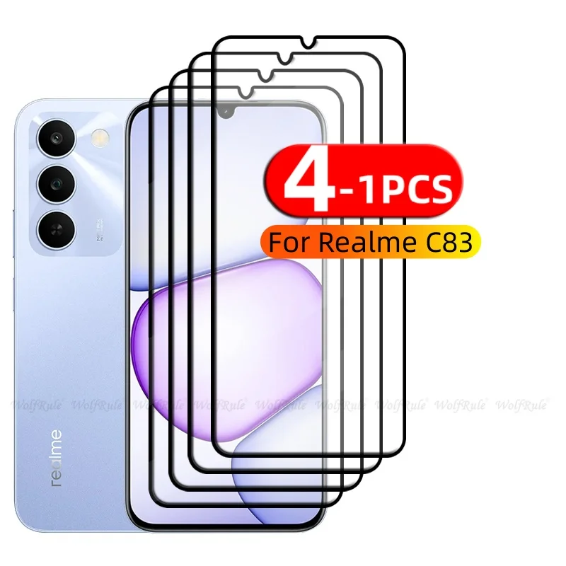 

1/2/3/4 шт. для Realme C83, стекло OPPO Realme C83, закаленное стекло 9H, защитное покрытие для телефона, защитная пленка для экрана Realme C83 с клеем на всю поверхность
