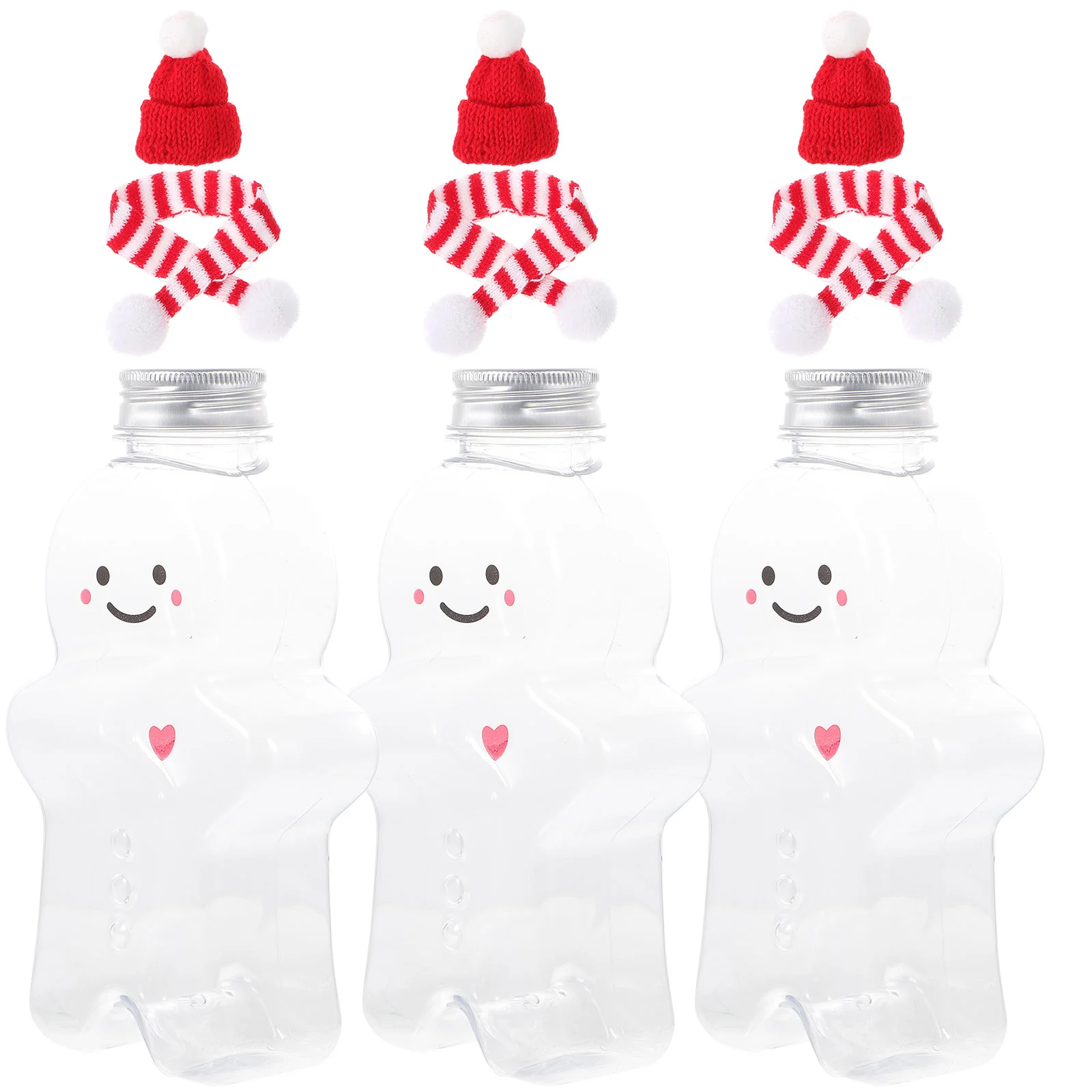 3 Sets Pot Lid Lifts Christmas Drink Bottle Gingerbread Man Juice Bottles Candy Jar