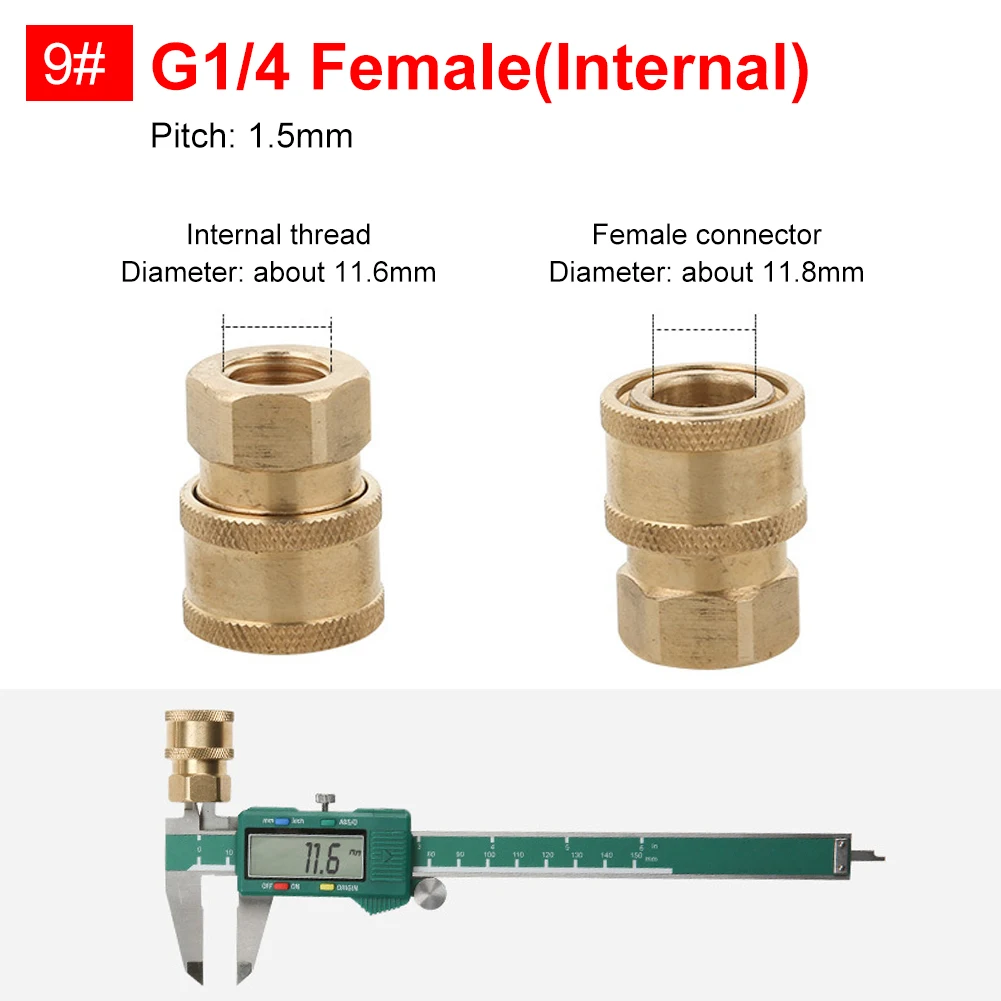 고압 클리너 자동차 와셔 피팅 어댑터 커넥터, 빠른 연결 소켓, 자동차 와셔 랜스 커넥터 M14 M22, 1/4 인치