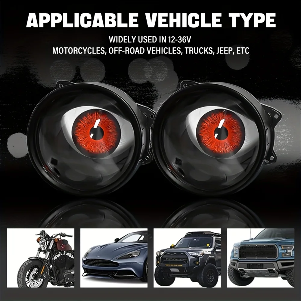  6-Mode Led Dynamic Devil Eye Adjustable Devil Eye Light With Lens for RV Car Atmosphere Lighting Kit Cool Car Decoration 12V