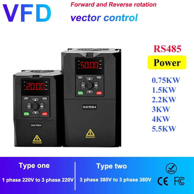 

VFD 0.75KW 1.5KW 2.2KW Three-phase 380V Variable Frequency Drive Converter For 380V Water Pump