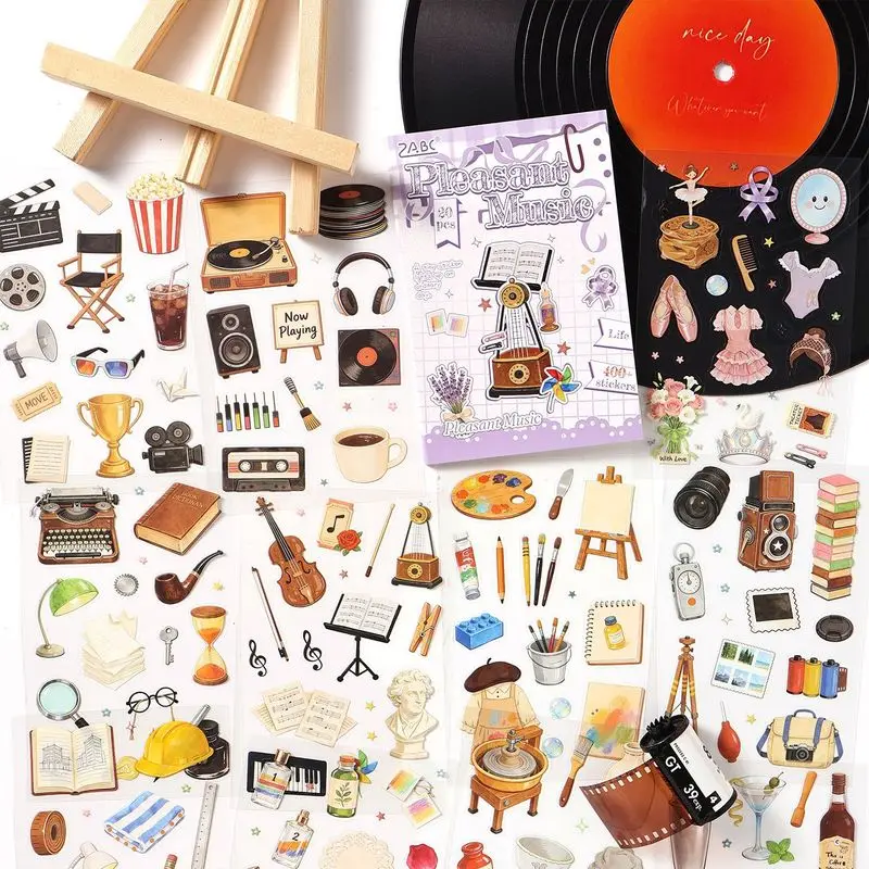 20Pcs Beautiful Home Series PET Stickers Cute Daily Life Pattern Decals for Scrapbook Journal DIY Handmade Crafts