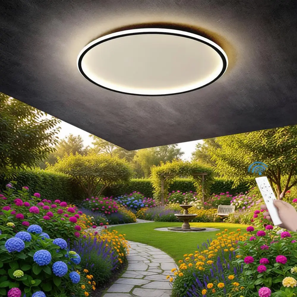 

16-inch Round 3CCT Adjustable Ceiling Light - 40W 3000K/4000K/6000K Full Spectrum for Nursery & Wardrobe (Black)