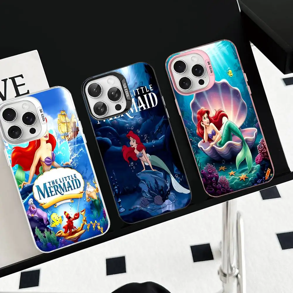 Funda para Teléfono con Diseño de la Sirenita, Color Plateado, para iPhone 17, 16, 15, 14, 13, 12, 11 Pro Max Plus