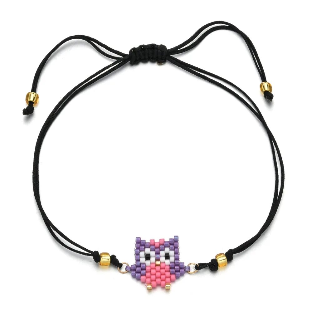 ZGMXR Rice bead bracelet Creativity Owl Bohemia Pattern Adjustable Hand weaving Female Fashion Simplicity Beaded bracelet