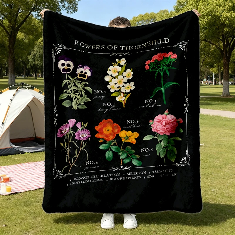 Jane Eyre Literary Flower Chart Herbology Floral Warm Blanket Flannel Throw Bookworm Gift Charlotte Bronte Poet Literatu
