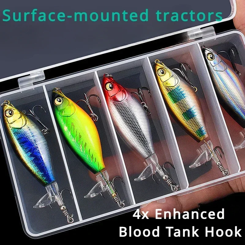 5 PC Lua Bait Fake Baits Floating Tractors Surface Ties Frying Pencil Propellers Freshwater Fishing Warble Bass Blackfish Lure