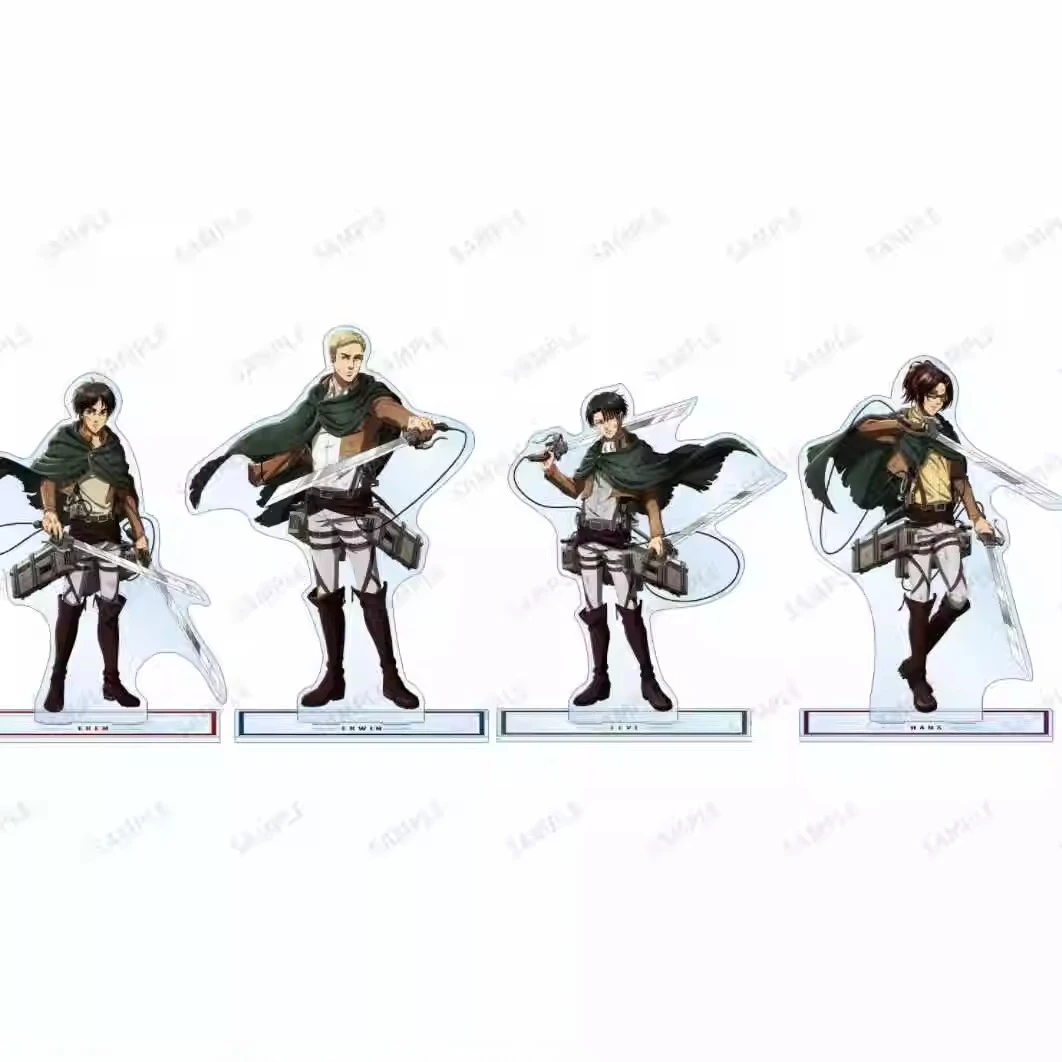 Game Eren Yeager Levi Ackerman Hange Zoe Erwin Smith Acrylic Stand Doll Anime Figure Model Plate Cosplay Toy for Gift