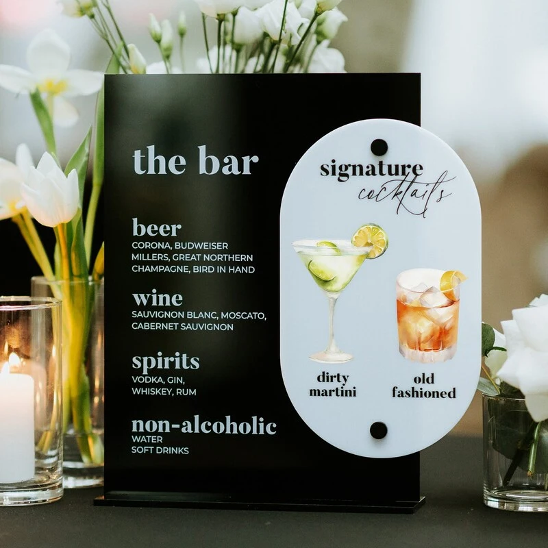 

Wedding Signature Cocktails Sign,Wedding Bar Sign,Signature Drinks Sign,Bar Signage,Acrylic Drink Menu Sign,Wedding Reception