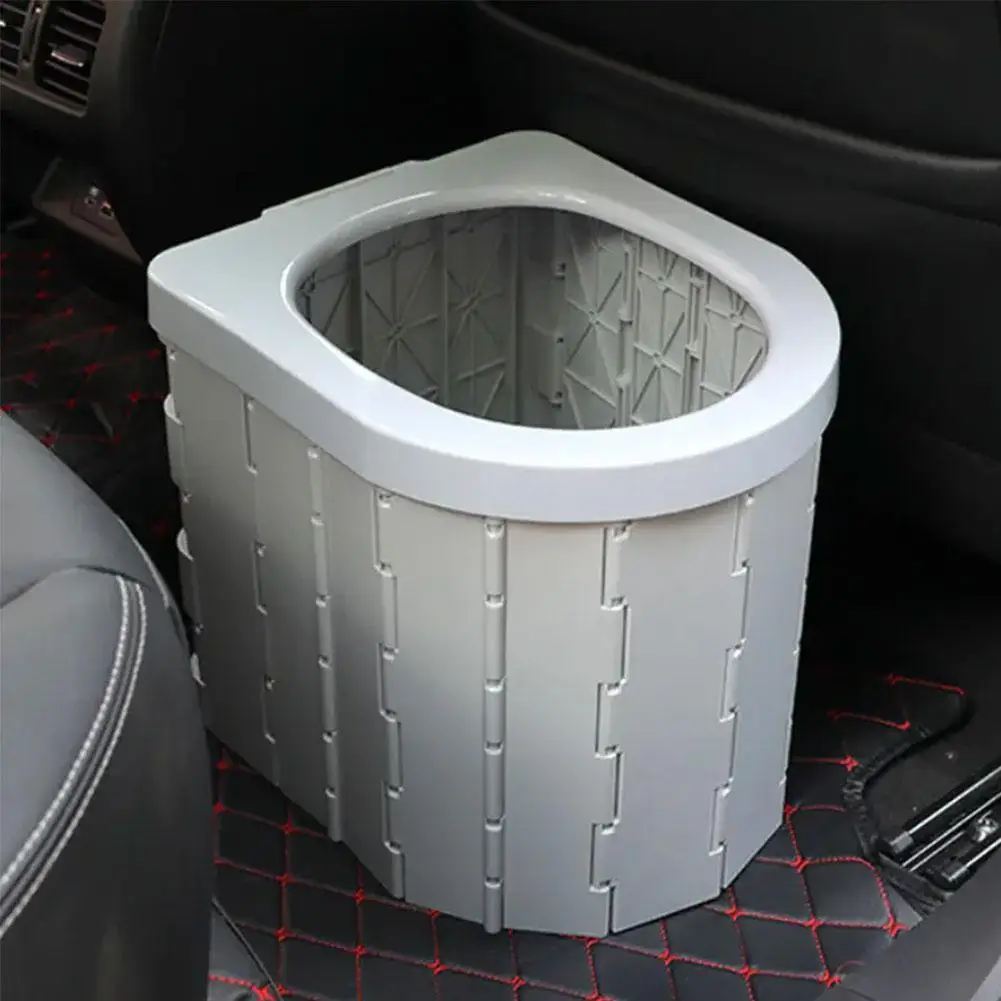 

Outdoor Folding Toilet with Lid Great Load Bearing Camping Car Adult Toilet Trash Potty Wide Bags Storage Bag with Seat And P1W5