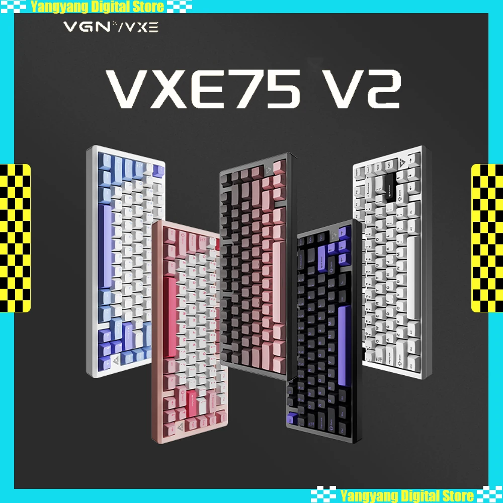 

Механическая клавиатура VGN Vxe75 V2, алюминиевый блок с ЧПУ, прокладка, структура с возможностью горячей замены, индивидуальные беспроводные подарки для геймеров