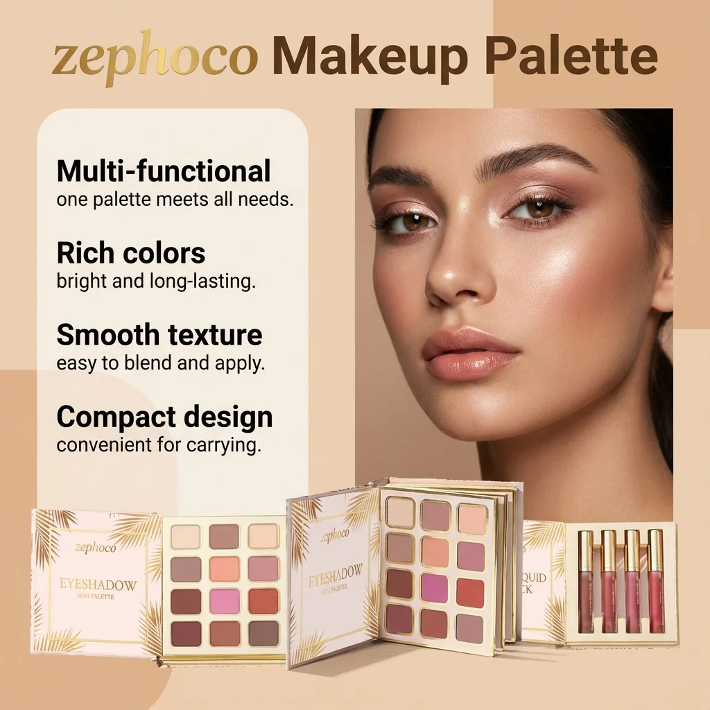 Tropical Gilded Makeup Set: All-in-One Eye Face Palette with Highlighter Blush 4Pcs Matte Liquid Lipstick Sculpting & Illuminating Sunkissed Bronze Glow Highly Pigmented Sweatproof Full Makeup Kit for Summer Festival Travel Vegan Cruelty-Free