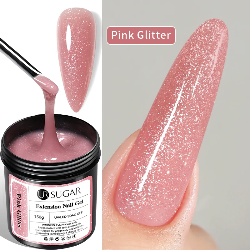 UR SUGAR 150g Acryl-Builder-Nagelgel Rosa Glitzer Nagelkunst Französisches Aufbaugel UV-Gel Schnelle Nagelverlängerung Camouflage-Gel Maniküre