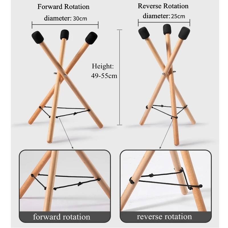 Drum Rack Tongue Hand Stand Beech Wood Floor Triangle Bracket Hang Handpan Universal Folding Portable Drum Accessories