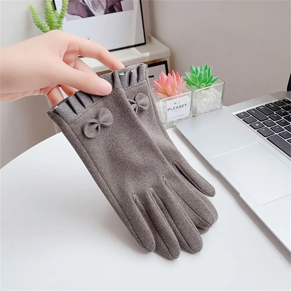 Daily Thickened Warm Gloves Cold Resistant Touch Screen All Finger Gloves Windproof Mittens for Womens