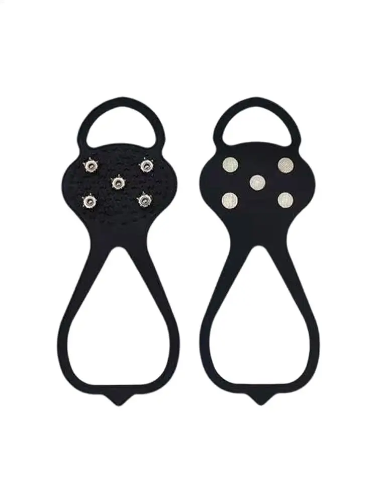 المرابط الجليد 5-الأسنان المضادة للانزلاق الأشرطة الشتاء المشي الثلوج الأحذية الجرموق للمشي في الهواء الطلق تسلق الطقس البارد التنقل