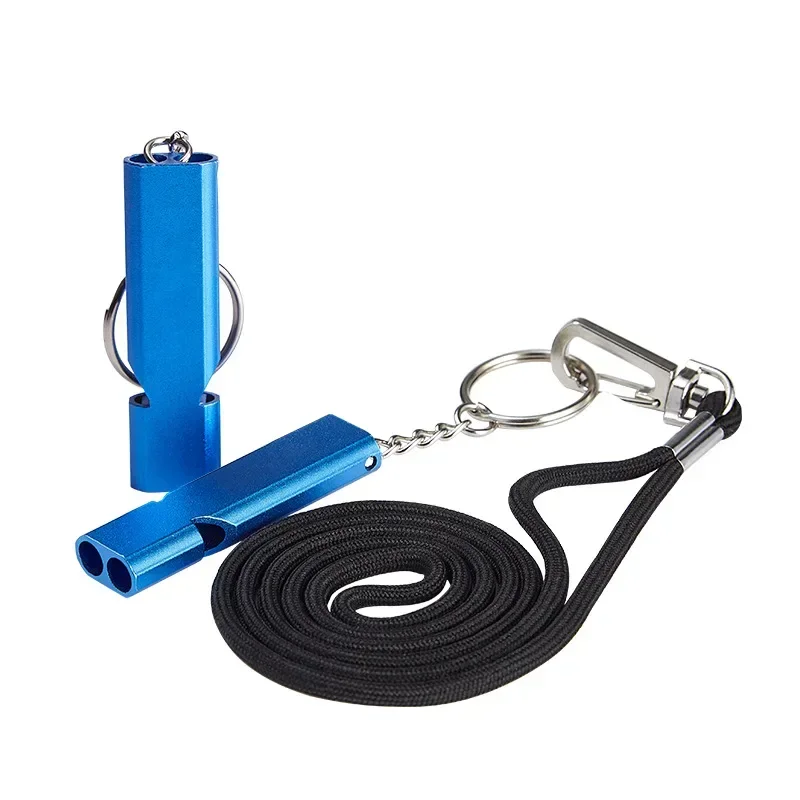 High Decibel Double Tube Key Chain Outdoor Emergency Survival Whistle
