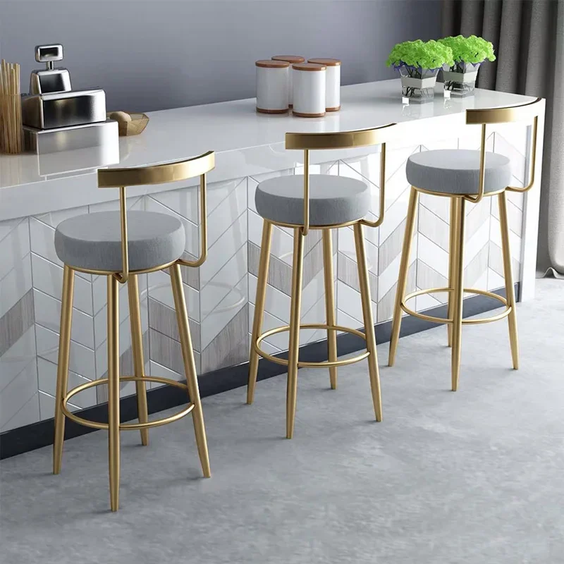 Counter Height Bar Stools with Back, Modern Barstools Island Chair with Polished Gold Stainless Steel and Comfortable Cushion