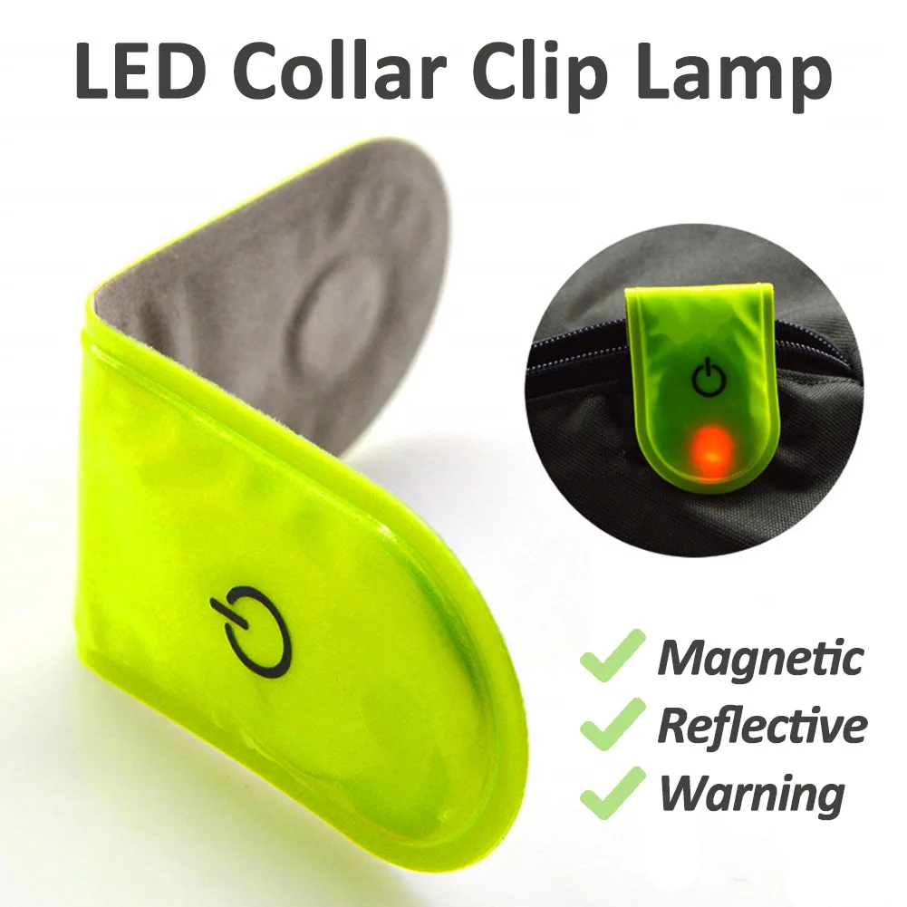 Lámpara LED brillante reflectante, Reflector magnético de advertencia segura nocturna, Clip para correr, ciclismo, caminar, lámpara con Clip para Collar, 1 ud.