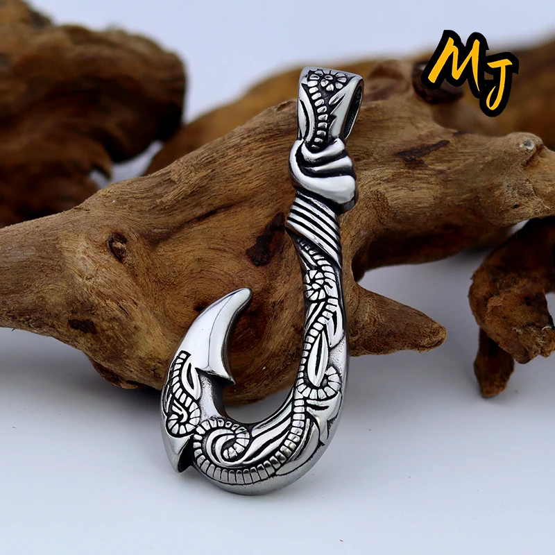 الكلاسيكية الفولاذ المقاوم للصدأ الأسماك هوك قلادة ، خمر ماوي ماجيك قلادة ، موضة الشرير القراصنة مرساة ، مجوهرات اكسسوارات للرجال #4