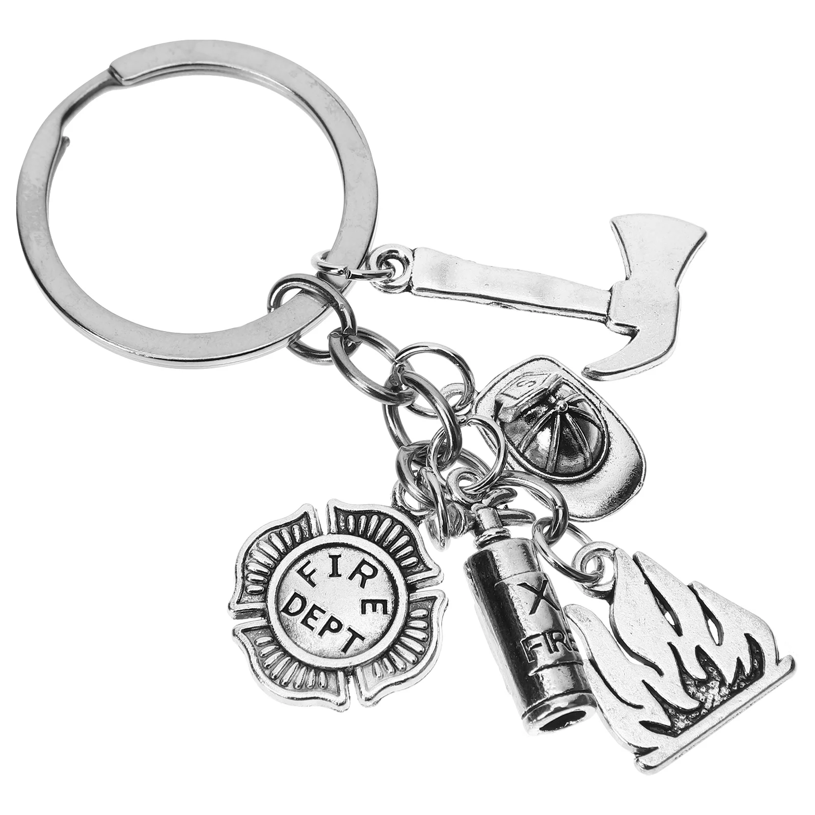 Firefighter Keychain Metal Pendant Keys Holder Chains Ring for Decoration Fighting Hanging Bag The Gift