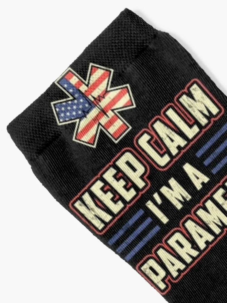 Keep Calm I Am A Paramedic Ambulance EMS EMT Funny Socks floral kawaii designer Men Socks Women's