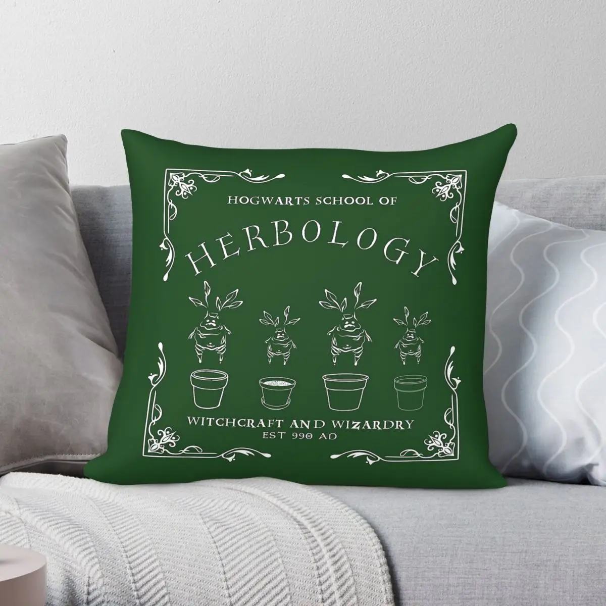 Herbology Class Square Pillowcase Polyester Linen Velvet Pattern Zip Decorative Home Cushion Cover 45x45