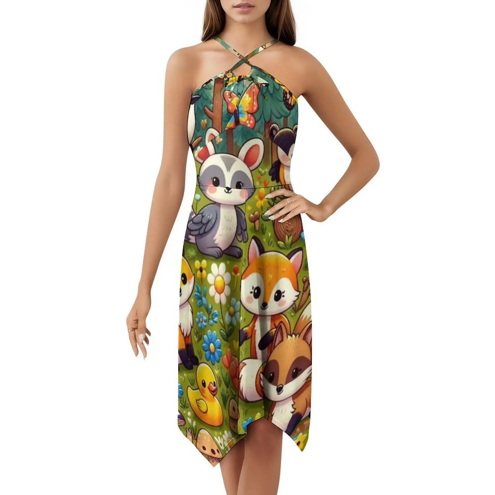 مخلوقات لطيفة من الغابة، حيوانات لطيفة مستوحاة من فستان بوهو أنيق أنيق لحفلات الزفاف على الشاطئ، مخلوقات لطيفة من #5