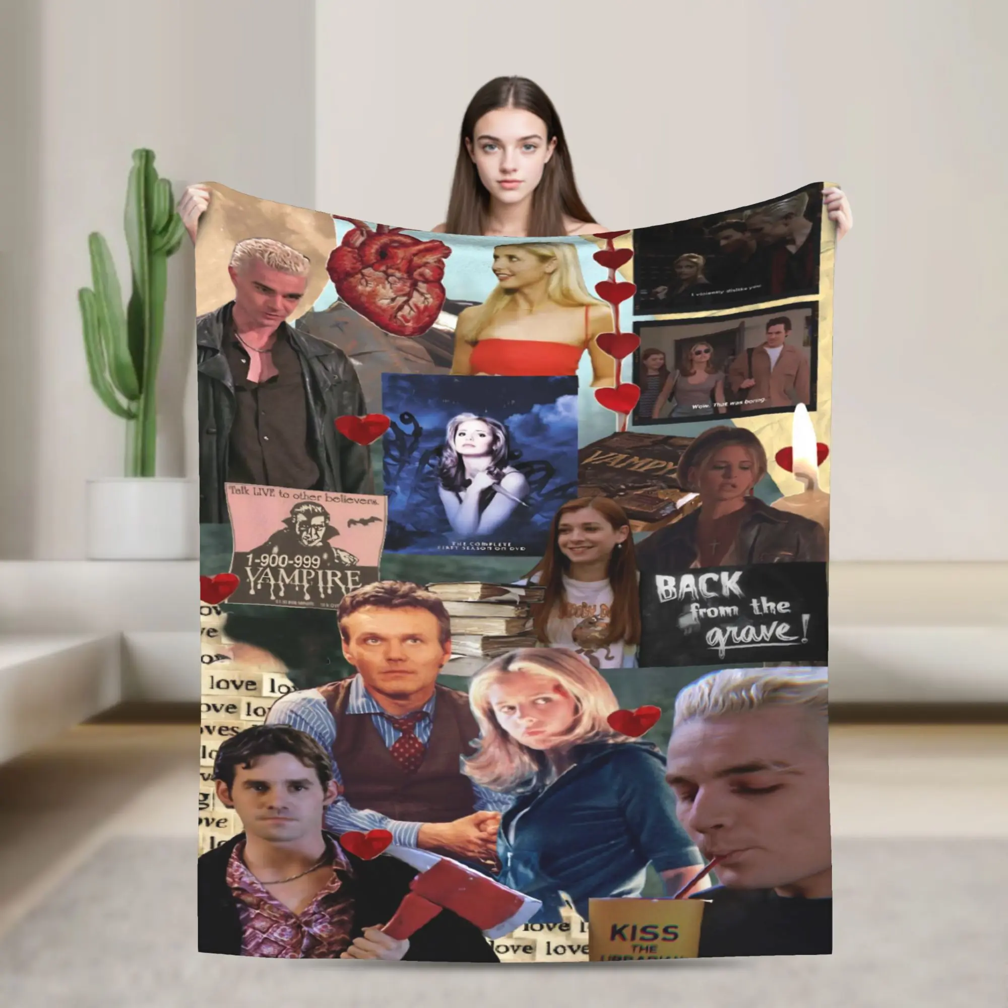 Buffy the Vampire Slayer Blankets Velvet Spring/Autumn Horror Movie Portable Soft Throw Blanket for Bedding Outdoor Quilt