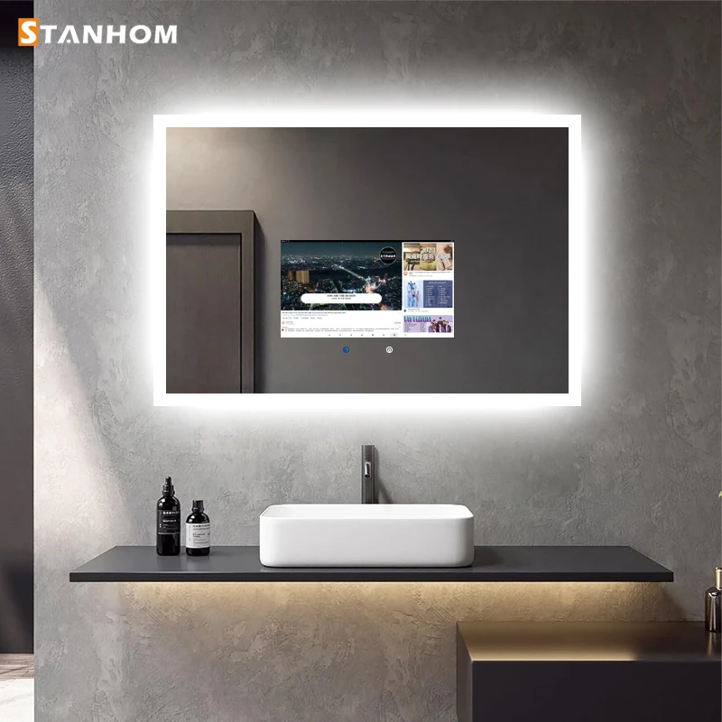 Lustro inteligentne STANHOM do łazienki z ekranem dotykowym Android WiFi i telewizorem