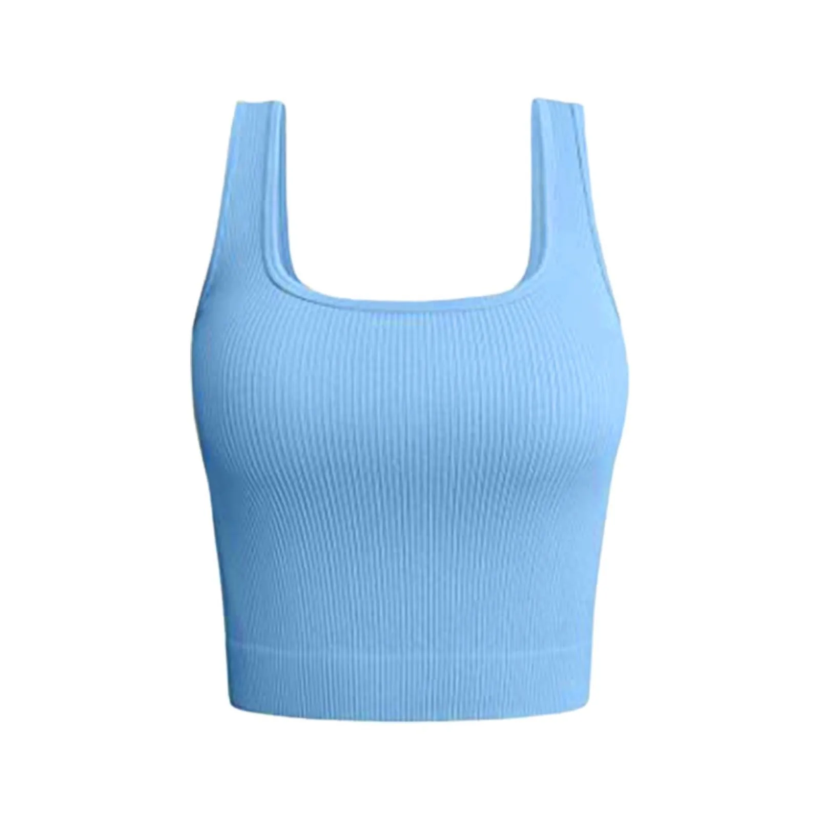 Women's Solid Color Sleeveless Shirt Casual Strip Top Fitness Running Yoga Cycling Sports Clothing Athletic Training Undershirt