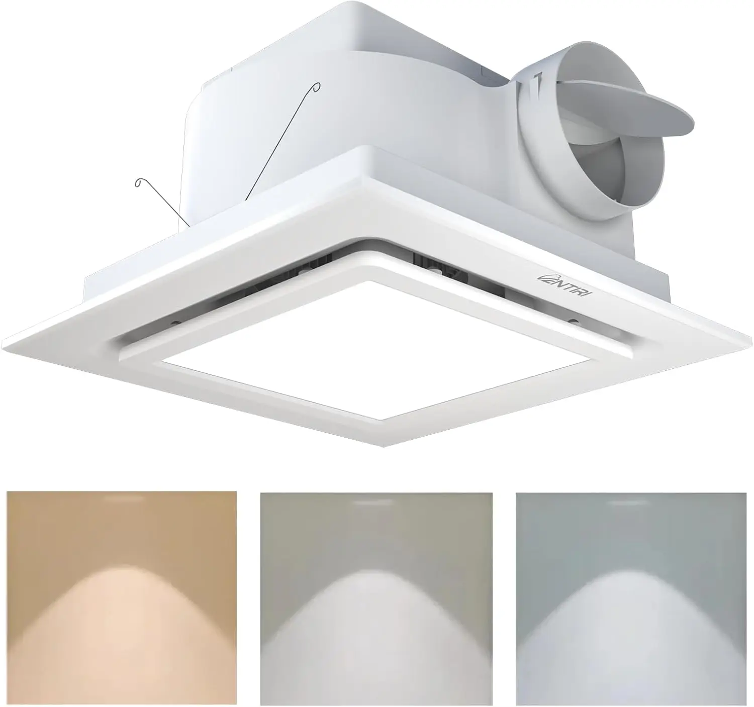 

12 Inch Bathroom Exhaust Fan with Light, Quiet 141 CFM Ventilation, Adjustable LED, Home Office