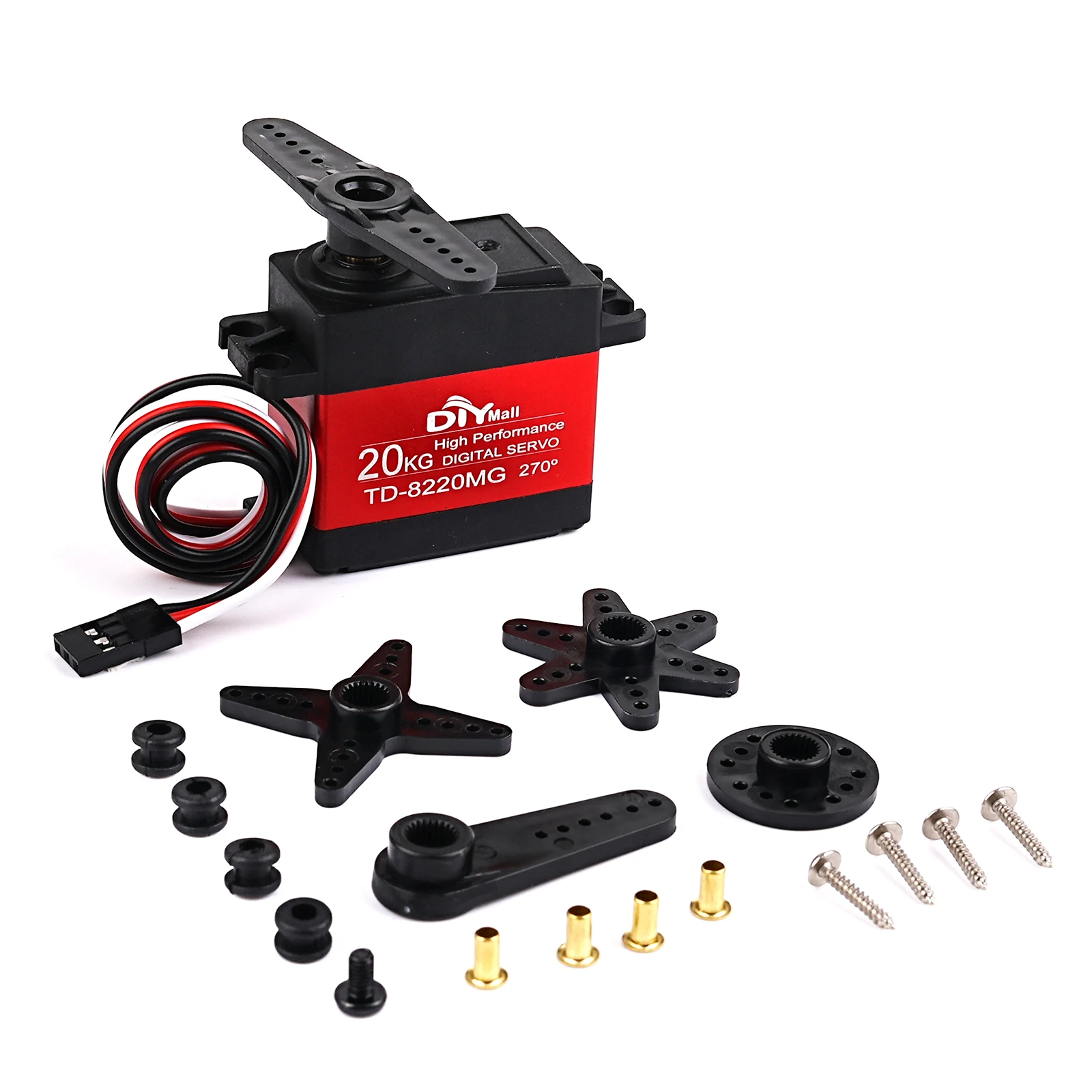 Servo motore digitale a coppia elevata da 20 kg Servo sterzo con ingranaggi in metallo per robot per auto fai da te modello 1/8, 1/10 RC, 180/270/360 gradi