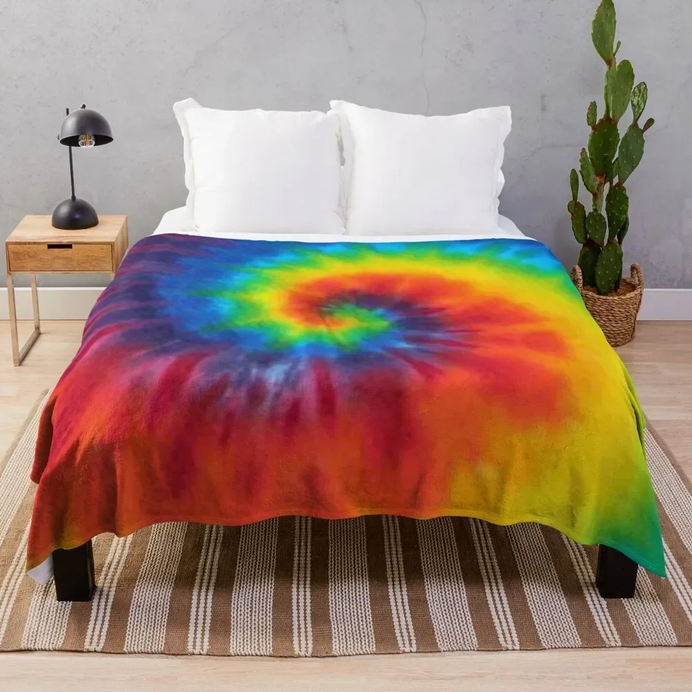 

tie dye swirl rainbow Throw Blanket anime Retros Sofa Blankets For Sofas Blankets