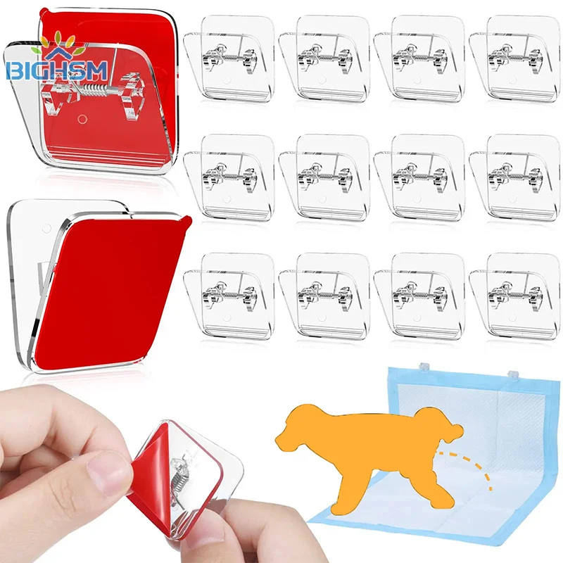 4/6Pcs Wall Pee Pad Holder Clear Dog Potty Training Pad Holder Invisible Puppy Pads Holder Sticky Wall Clips