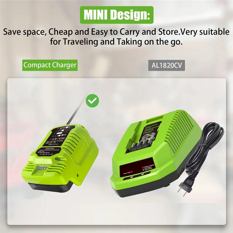 Abuh-mini carregador para greenworks 40v bateria max 40v bateria 29462, 29472 e para greenworks outras 40v bateria eua plug