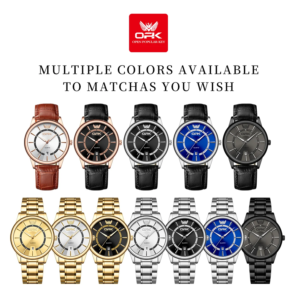 OPK brand waterproof men's steel strap quartz watch 6036 - Image 6