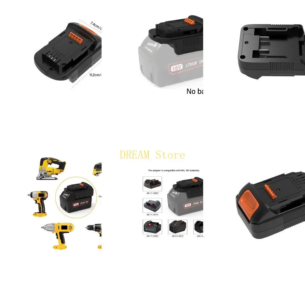 Grip Housing Power Tool Adapter with Slide-On Battery Dock, Locking Release Fit, Small Drawer Storage Size, and Routine Tool Use