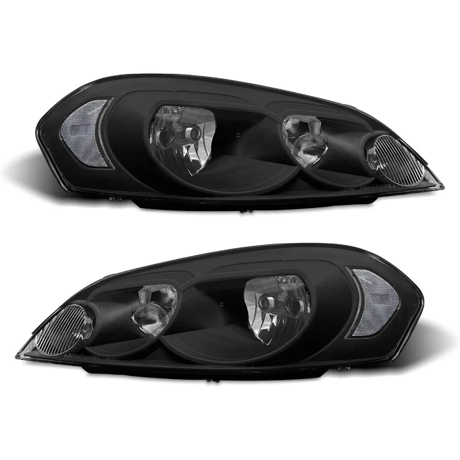 

for 2006-2013 Impala Headlight Assembly compatible with 14-15 Chevy Impala Limited / 06-07 Chevy Monte Carlo Clear Lens Black Ho