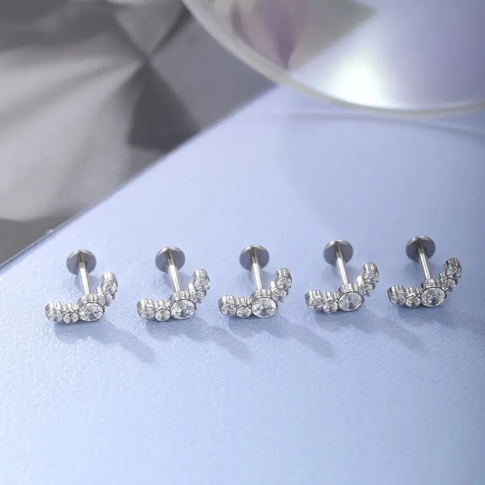G23 Titanium Labret Studs 16G 18G Internal Thread Fit Cluster Tragus Helix Lobe Conch Cartilage Back Earring Piercing Jewelry