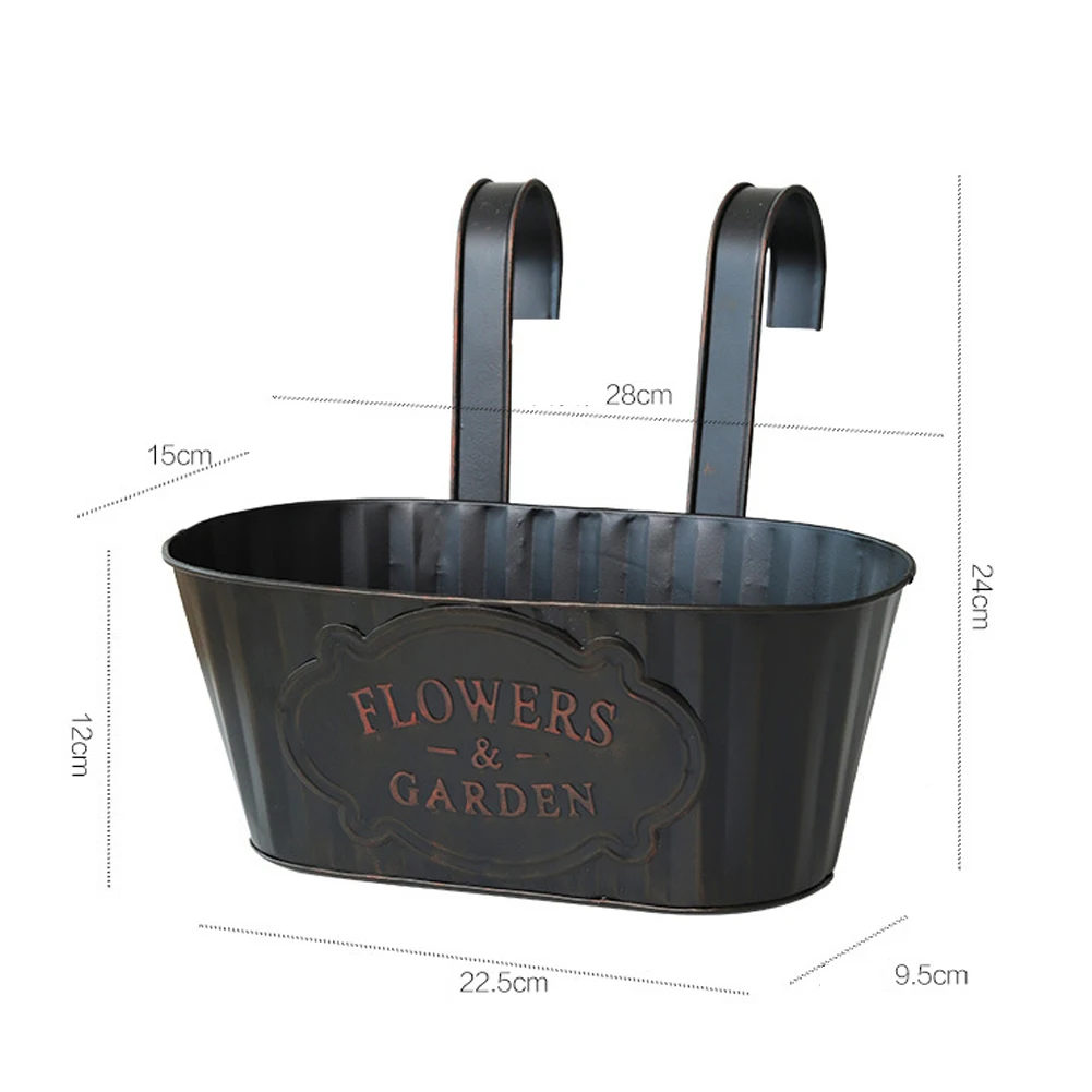 For Balcony Railings Metal Hanging Flower Pots For Balcony Gardening Yellow Flower Pot Sturdy Iron Construction